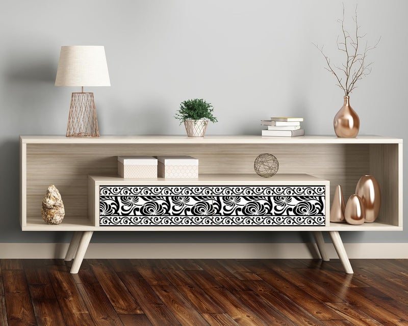 FLFK Wallpaper Border - Black and White Peel and Stick Wall Borders Decal Trim Floral Pattern 7" x 240" - Image 4